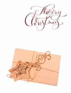 礼物盒子白色背景文本快乐圣诞节刻字书法