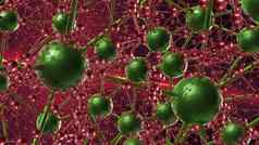 红色的绿色分子几何混乱摘要结构科学技术网络连接高新技术背景呈现插图