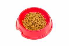干猫食物红色的塑料碗