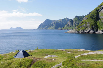 野营罗弗敦群岛岛屿挪威欧洲