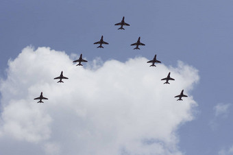 红色的箭头英国皇家空军空中分列女王费尔洛普水域