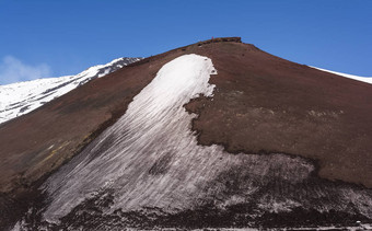 山埃特纳火山峰雪火山岩石西西里意大利