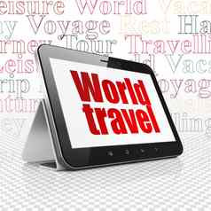 旅游概念平板电脑电脑世界旅行显示