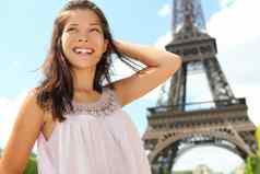 巴黎旅行女人旅游埃菲尔铁塔塔