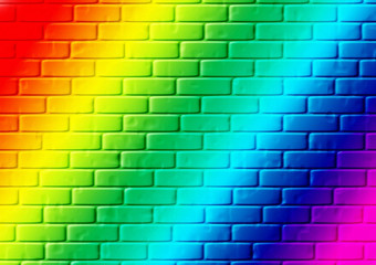 砖墙画颜色彩虹