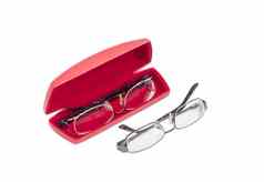 现代双眼镜红色的眼镜情况下