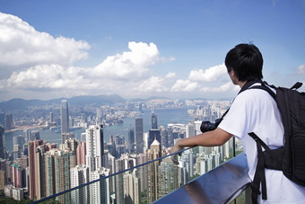 旅游采取照片在香港香港天际线数字相机