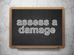 保险概念评估损害黑板背景