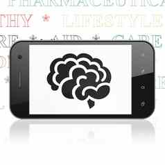 医疗保健概念智能手机大脑显示