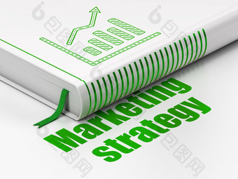 市场营销概念书增长图市场营销策略白色背景