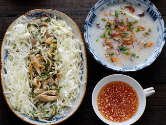 亚洲食物鸡大米粥潮