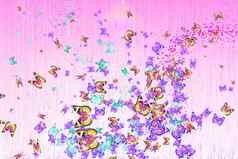 五彩缤纷的蝴蝶粉红色的背景