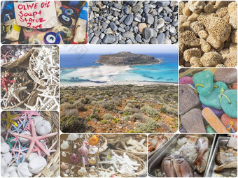 拼贴画克里特岛希腊图片旅行背景照片