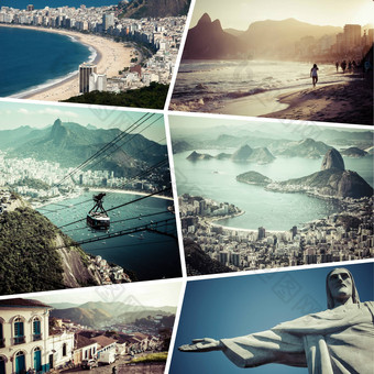 拼贴画里约1月巴西图片旅行背景