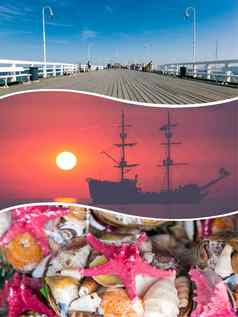 拼贴画索波特波罗的海海波兰图片旅行使用