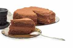 一块巧克力蛋糕飞碟休息蛋糕