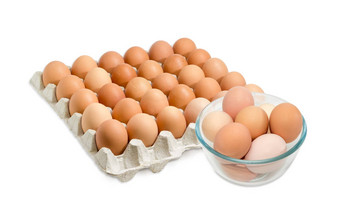 棕色（的）鸡蛋玻璃碗纸板蛋托盘