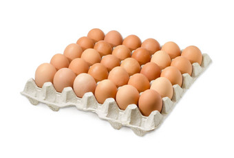 棕色（的）鸡蛋纸板蛋托盘光背景