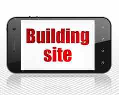 构建概念智能手机建筑网站显示