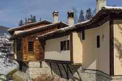 住宅区真实的保加利亚房子小镇Koprivshtitsa