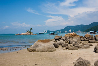 马来西亚热带海滩水晶清晰的海