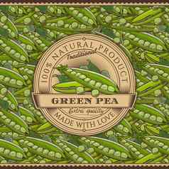 古董绿色豌豆标签无缝的模式