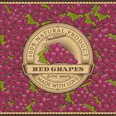 古董红色的葡萄标签无缝的模式