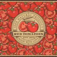古董红色的西红柿标签无缝的模式