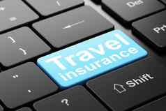 保险概念旅行保险电脑键盘背景