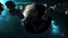 地球地球小行星旋转轴未来主义的宇宙背景