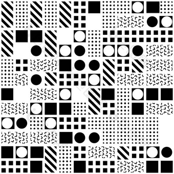 装饰几何形状瓷砖单色不规则的模式摘要黑色的白色背景艺术观赏晶格