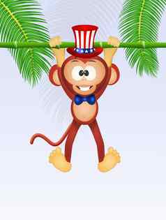 猴子庆祝独立一天