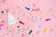 庆祝活动平躺糖果色彩斑斓的聚会，派对项目粉红色的