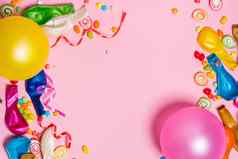 庆祝活动平躺糖果色彩斑斓的聚会，派对项目粉红色的