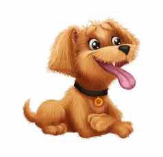 可爱的毛茸茸的小狗卡通动物字符吉祥物说谎
