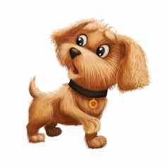 可爱的毛茸茸的小狗卡通动物字符吉祥物有关害怕