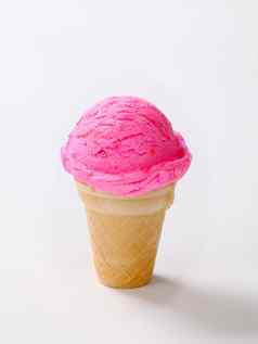 粉红色的冰奶油锥