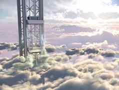 空天空电梯概念天空云背景概念作文插图