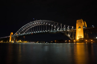 长曝光晚上拍摄城市中心天际线悉尼