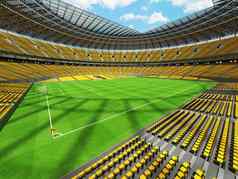 大美丽的现代足球足球体育场黄色的座位贵宾盒子