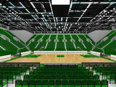 美丽的现代体育竞技场篮球绿色座位贵宾盒子