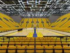 美丽的现代体育竞技场篮球明亮的黄色的座位贵宾盒子