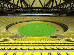 美丽的现代大轮板球体育场明亮的黄色的座位贵宾盒子