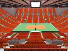 美丽的现代体育竞技场排球橙色座位贵宾盒子