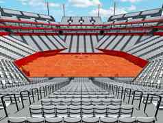 美丽的开放网球粘土法院体育场白色座位贵宾盒子15千球迷