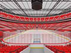 美丽的体育竞技场冰曲棍球红色的座位贵宾盒子五十thousan球迷