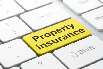 保险概念财产保险电脑键盘背景