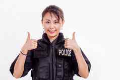 中国人女警察官拇指