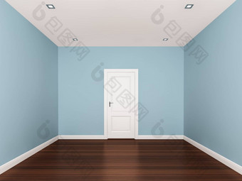 光蓝色的空房间室内