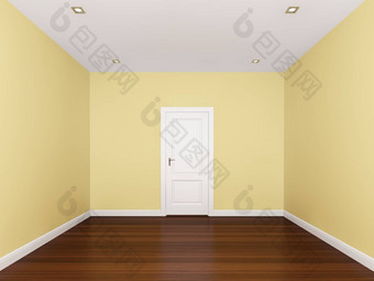 黄色的墙空房间室内